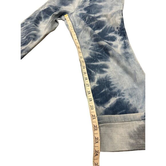 J. Jill Tie Dye Blue Ikat High Rise Cuffed Cropped Jeans Sz 10 - Picture 4 of 7